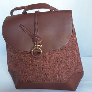 FAUX LEATHER SOLID BURGUNDY BACKPACK